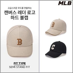 [MLB] 베이직 캔버스 레더 로고 스트럭쳐 볼캡 (3ACPVL94N-2종)