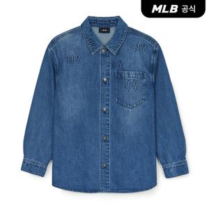 [MLB] 클래식 모노그렘 볼륨 엠보 믹스 데님셔츠 NY (Indigo)