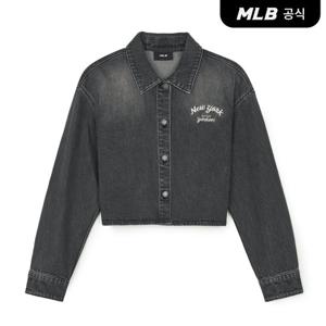 [MLB] 여성 바시티 컬시브 자수 크롭 데님셔츠NY (CharcoalGrey)