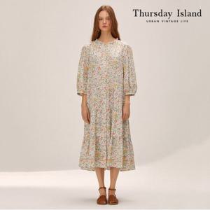 [Thursday Island] 레이스 블록 티어드 원피스(T224MOP258W)