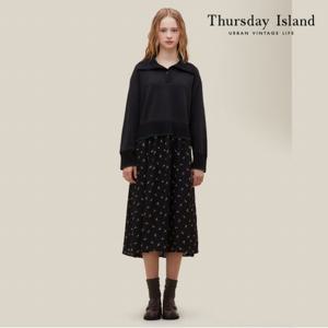 [Thursday Island] 니트 배색 져지 믹스 원피스(T226MOP140W)