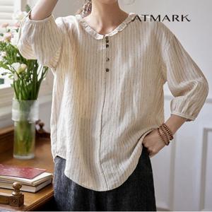 ATMARK (77까지)빈티지프릴넥버튼블라우스_AA41BL026G