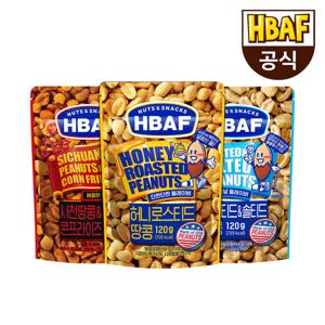 [본사직영] 바프 땅콩 120g 3봉 세트(허니/솔티드/사천)