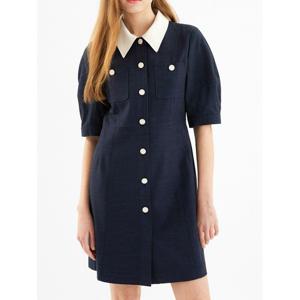 [올리브데올리브]카라 배색 미니멀 원피스(NAVY)_OH3XO5010 OH3XO5010