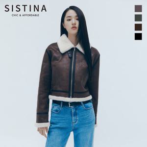 [SISTINA] 인기 퍼 칼라 크롭 무스탕 재킷_AWUJKN41020