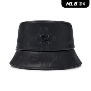 [MLB] 다이아 모노그램 레더 버킷햇 NY (Black)