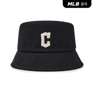 [MLB] 베이직 캔버스 레더 로고 버킷햇 CLE (Black)