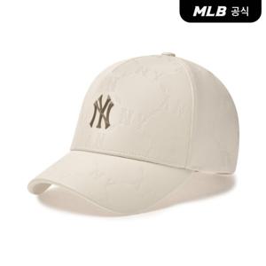 [MLB] 다이아 모노그램 레더 엠보 스트럭쳐 볼캡 NY (D.Cream)