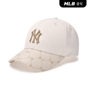 [MLB] 다이아 모노그램 포인트 스트럭쳐 볼캡 NY (D.Cream)