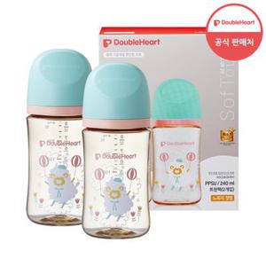 [더블하트] 모유실감 3세대 PPSU 하늘을날꼬양 240ml 트윈팩 (노꼭지)