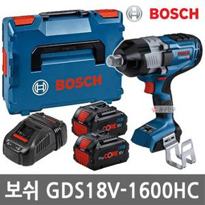 보쉬 GDS18V-1600HC 충전 임팩트렌치 하이토크 3/4 임팩렌치 ProCORE 18V 8.0Ah* 2개