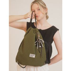 Gym sack string bag _ plaid check khaki