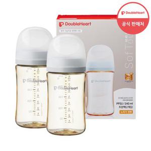 [더블하트] 모유실감 3세대 PPSU 새벽그레이 240ml 트윈팩 (노꼭지)