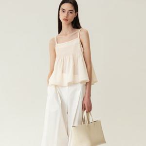 RESORT23 Pintuck Lace Sleeveless Top Cream