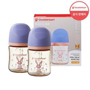 [더블하트] 모유실감 3세대 PPSU 놀러올래빗 160ml 트윈팩 (노꼭지)