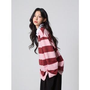 스트라이프 럭비 카라 셔츠 핑크_Stripe Rugby Collar Shirt Pink