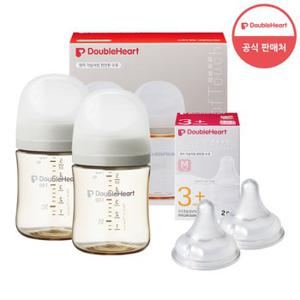 [더블하트] 3세대 160ml 모먼트 트윈팩(젖병2개) + 젖꼭지 2개