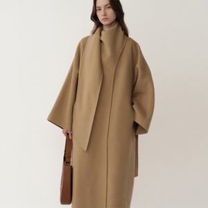 PF23 Draped Scarf Handmade Coat Camel