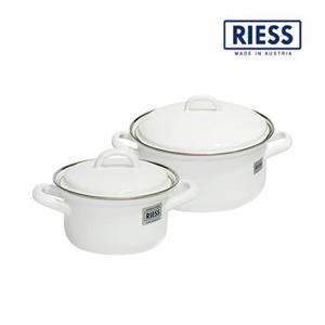 [RIESS]클래식 화이트 냄비 2종세트(12+16cm 양수)