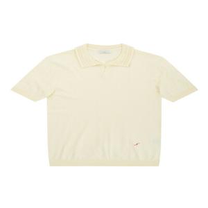 [페라로밀라노] 남성 크로쉐 오픈카라 반팔 스웨터 아이보리 (AM0DTS23161)