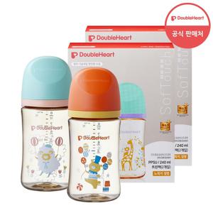 [더블하트] 3세대 240ml 디어프렌즈 트윈팩 (젖병2개/노꼭지) 1+1