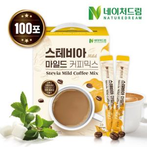 [네이처드림] 제로슈가 스테비아 마일드 커피믹스 9.5g 100포 x 1박스 / 저당커피, 무설탕커피