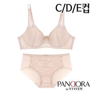 [판도라by비비안]C/D/E컵 레이스 풀컵몰드브라팬티2종(PB7158)75C-85E