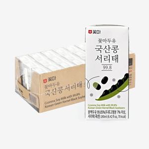 [꽃마]두유 국산콩 서리태 99.8 Non-GMO 무가당 무첨가 (190ml*24팩)