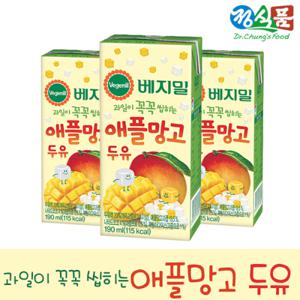 [정식품] 베지밀 과일이 꼭꼭 씹히는 애플망고 두유 190ml × 32팩