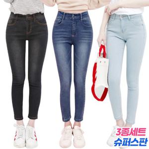 [가비진] 3종세트 쫀득스판 데님 9부 편해요 키작녀스키니 (S~2XL)