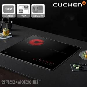 쿠첸 인덕션 3구 하이브리드 전기레인지 CIR-C3S3410DSBE 프리스탠딩 자가설치