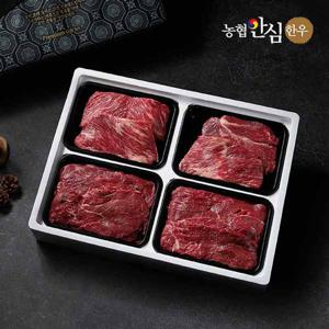 [농협안심한우] 믿음 한우 정육선물세트 1호 1.2kg (1등급/불고기2팩+국거리2팩,각300g씩)