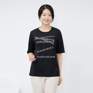 여성 엄마옷 모슬린 아이스 라운드 반팔 티셔츠 TS305066 중년여성의류/50대/60대/마담/빅사이즈/할머니옷