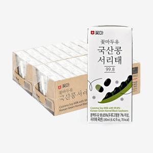 [꽃마]두유 국산콩 서리태 99.8 Non-GMO 무가당 무첨가 (190ml*48팩)