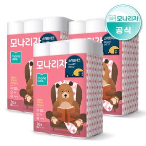 스마트데코 3겹 27M 30롤 3개 총90롤 화장지