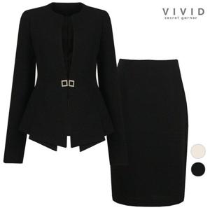 갤러리아_VIVID SET 여성 페미닌 노카라 정장자켓+스커트 세트