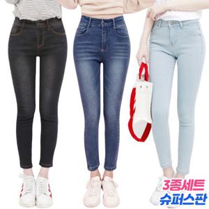 [가비진] 3종세트 쫀득 스판 데님 9부 편해요 키작녀스키니 (S~2XL)