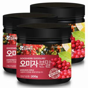 조은약초 프리미엄 오미자 가루 200g x 3통 (총 600g)