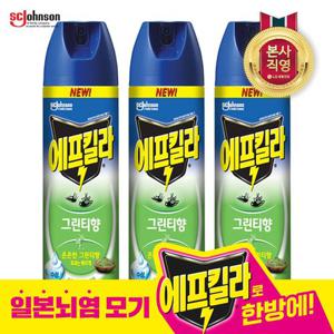 에프킬라 모기약 에어로졸 그린티향 500ml x 3개