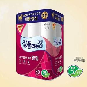 잘풀리는집 도톰한 3겹 롤 화장지 무형광 휴지 30롤 (WBCC57D)