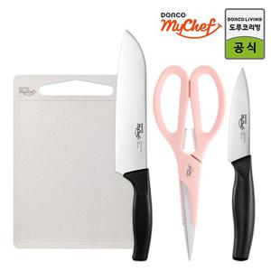 도루코 마이셰프 뉴베이직 주방칼세트(식도+과도+파스텔가위+도마)