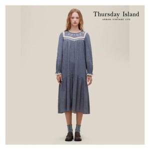 [써스데이아일랜드][Thursday Island] 레이스 자수 블록 원피스(T226MOP158W)