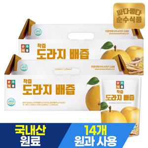 순수식품 물 넣지 않은 NFC 착즙 도라지 배즙 2박스(100ml x 60포) 배도라지즙 배+도라지