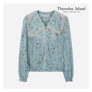 [써스데이아일랜드][Thursday Island] 레이스 카라 블라우스(T226MBL531W)