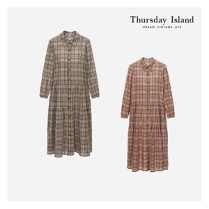 [써스데이아일랜드][Thursday Island] 셔츠 카라 체크 원피스(T226MOP139W)