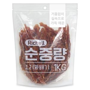 리첼 순중량 강아지간식 1kg, 오리 꽈배기 1kg, 1개