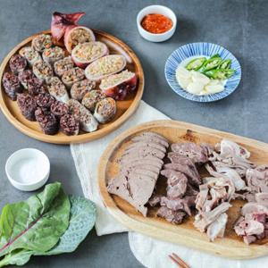 전통방식 속초 찰순대 1kg+아바이순대 1kg+오징어순대(대) 500g+내장모듬1.2kg