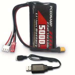 TEMU RC4GS, TX16S 배터리 5000mAh 2S1P 7.4V 송신기 배터리(JST-XH, JST 플러그 및 XT30 플러그 포함) 송신기 TX16S, BOXER, RC4GS, RC6GS에 적합 USB 충전기 1개 포함 1팩