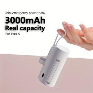 TEMU 3000mAh 용량의 이 미니 긴급 전원 은행은 두 대의 장치를 동시에 충전 할 수 있습니다. 또한 긴급 상황에 완벽한 내장 케이블 및 스탠드가 함께 제공됩니다.|보조배터리