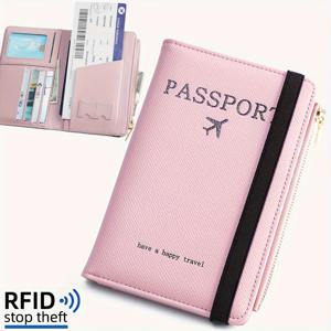 TEMU RFID 방지 여권 홀더, 심플한 슬림 다기능 여권 지갑, 여행용 여권 가방, 문서 카드 홀더